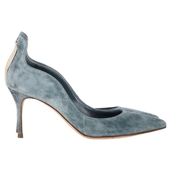 Sergio Rossi Blink Cutout Pumps In Blue Suede